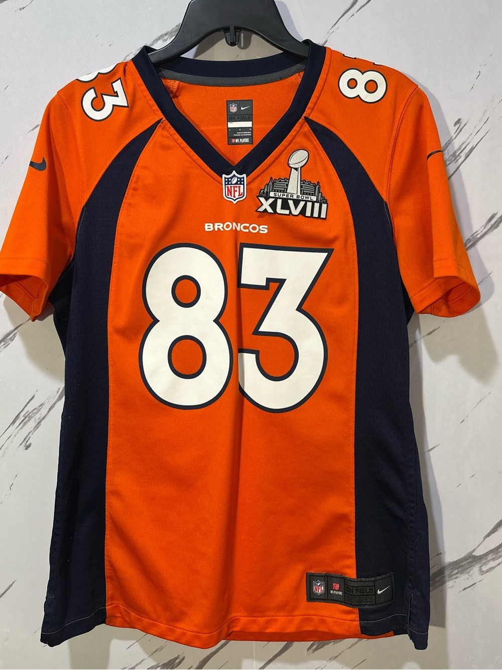 Nike Denver Broncos Wes Welker #83 NFL Super Bowl XLVIII Women’s Jersey Large